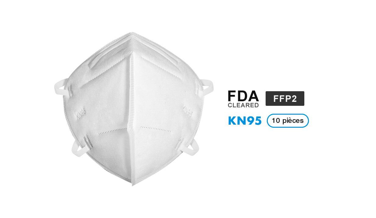 Masque facial KN95 avec 98,8% anti-poussière et couverture de sécurité à 5 couches (10 pièces)